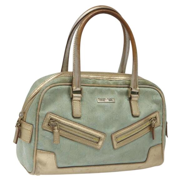 GUCCI GG Canvas Hand Bag Light Blue Gold 000 000 - Picture 1 of 13